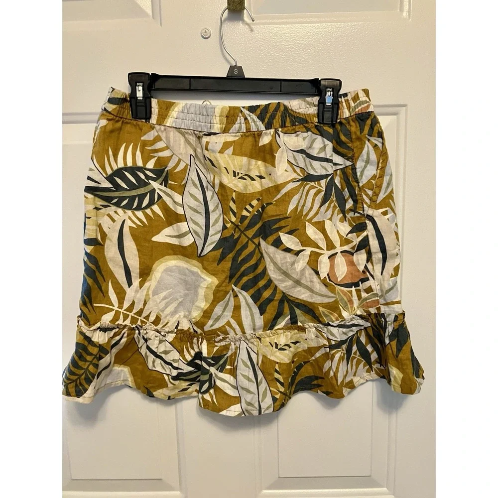 NEW C & C California Skirt Women's Medium Floral Tropical Hawaiian‎ 100% Linen